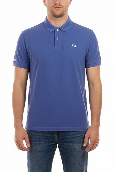 La Martina Polo Tričko Modré S Krátkým Rukávem A Výšivkou Vel. XL