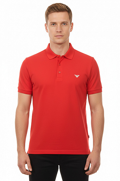 ARMANI Pánské červené Polo Tričko S Krátkým Rukávem A Výšivkou Vel. L