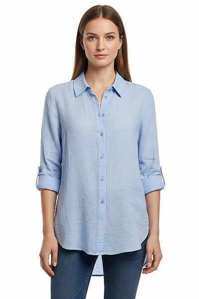 S.OLIVER Dámská Viskózová Modrá Košile Dlouhý Rukáv Ležérní Vel. 34