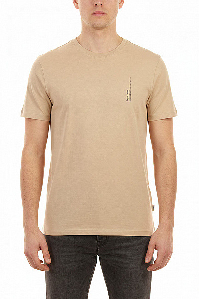 Pepe Jeans Pánské Tričko Béžové S Krátkým Rukávem A Nápisem Basic Vel. S