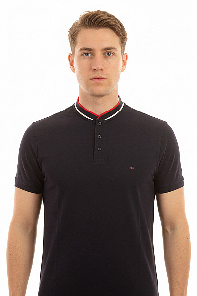 TOMMY HILFIGER Pánské Tmavě Modré Polo Tričko S Krátkým Rukávem A Stojáčkem Vel. L