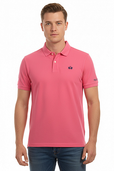 La Martina Polo Tričko Růžové S Krátkým Rukávem A Výšivkou Velikost Xl
