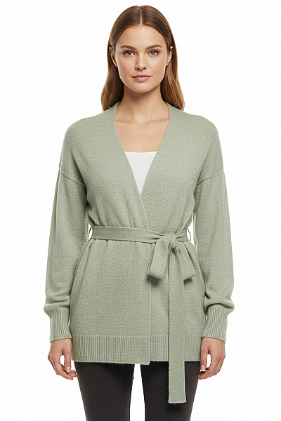 Trachten Deiser Dámský Pletený Svetr Kardigan Volný S Páskem Zelený Velikost 36