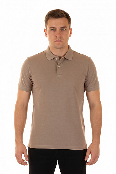 Crone Pánské Hnědé Polo Tričko S Krátkým Rukávem A Límečkem Basic Velikost M