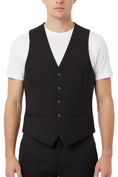 HARRY BROWN Vlněná Společenská Vesta Elegantní černá Bez Rukávů Vel. 36