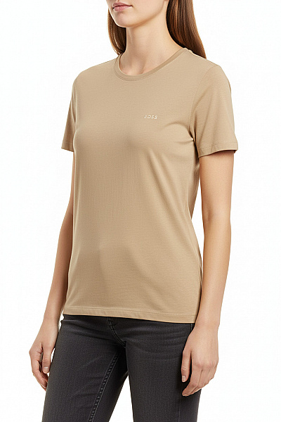 Hugo Boss Béžové Tričko S Krátkým Rukávem A Nápisem Basic Velikost M