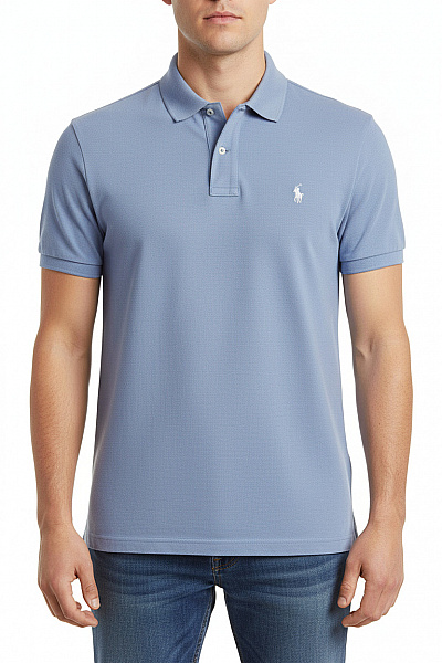 Ralph Lauren Pánské Modré Polo Tričko S Krátkým Rukávem A Výšivkou Velikost M