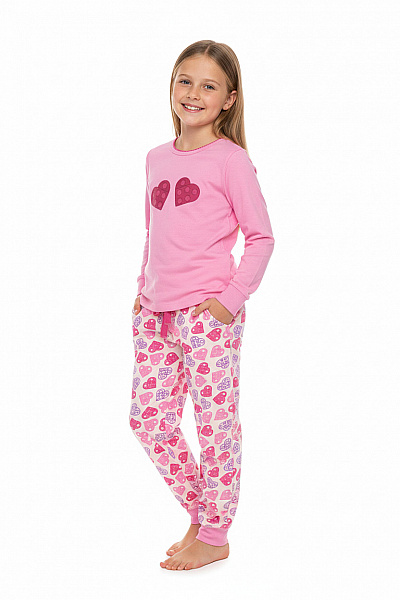 Lego Dívčí Pyžamo Růžové Srdíčka Bavlna Vel. 140 Cm