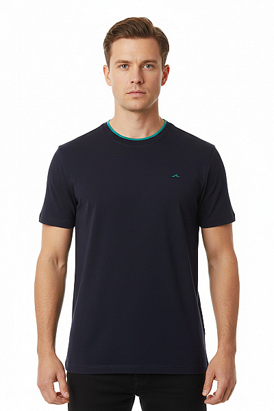 Paul&shark Pánské Bavlněné Tričko Modré Krátký Rukáv Jednoduché S Výšivkou Vel. M