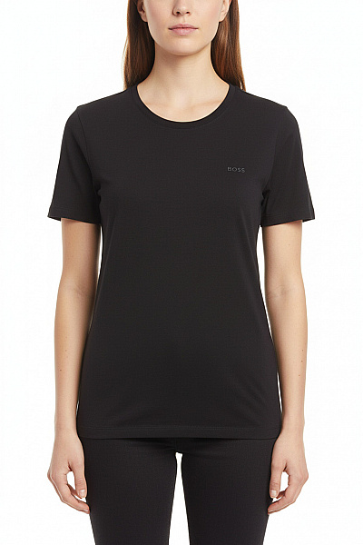 Hugo Boss Dámské Bavlněné černé Tričko Basic S Krátkým Rukávem S Kulatým Výstřihem S Nápisem Vel. M