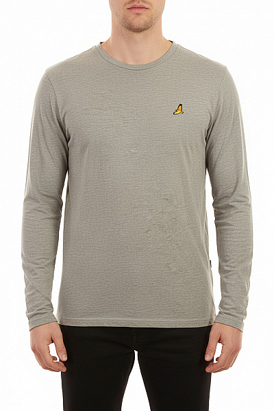 BRAVE SOUL Pánské Tričko Šedé Dlouhý Rukáv Jednobarevné Basic S Výšivkou Velikost XL