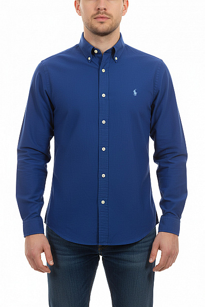 Ralph Lauren Pánská Modrá Košile Dlouhý Rukáv Slim Fit Ležérní S Výšivkou Velikost L