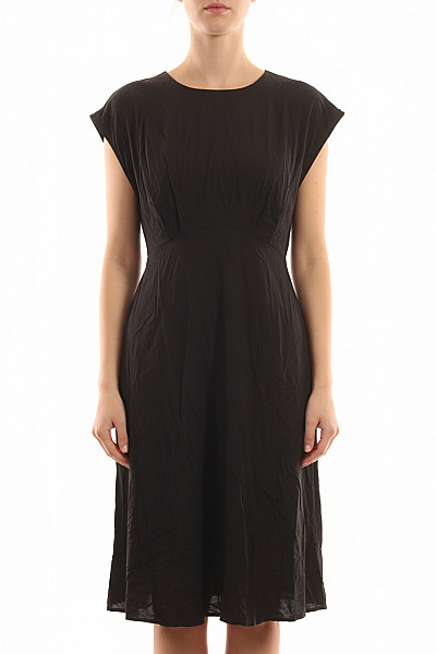 LAWRENCE GREY Černé Viskózové Letní šaty Midi Volné Jednoduché Denní Velikost 38