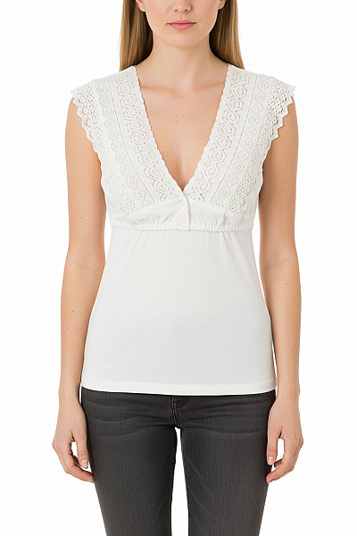 Hammerschmid Dámské Bavlněné Tílko S Hlubokým Výstřihem A Krajkou Vel. EU 36