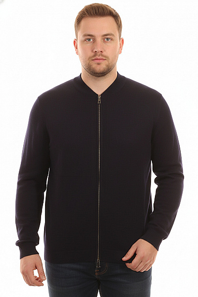 MAERZ Pánský Tmavě Modrý Svetr Bomber Na Zip Lehký Jarní Vel. 56