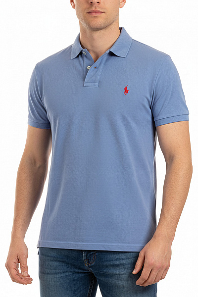 Ralph Lauren Pánské Bavlněné Modré Polo Tričko S Krátkým Rukávem A Výšivkou Vel. M