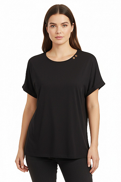 Sublevel Dámské Bavlněné Modalové Tričko černé Basic S Krátkým Rukávem A Kulatým Výstřihem Velikost Xl