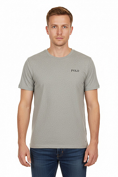 Pánské Bavlněné Tričko šedé Krátký Rukáv Basic S Nápisem Vel. M