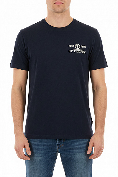 JOOP! Pánské Tričko Krátký Rukáv Námořnická Modrá S Nápisem St. Tropez Basic Vel. L