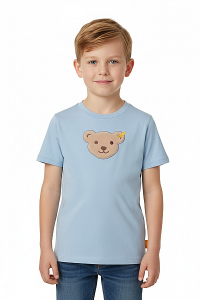 Steiff Dětské Chlapecké Světle Modré Tričko Krátký Rukáv Medvídek Výšivka Velikost 122