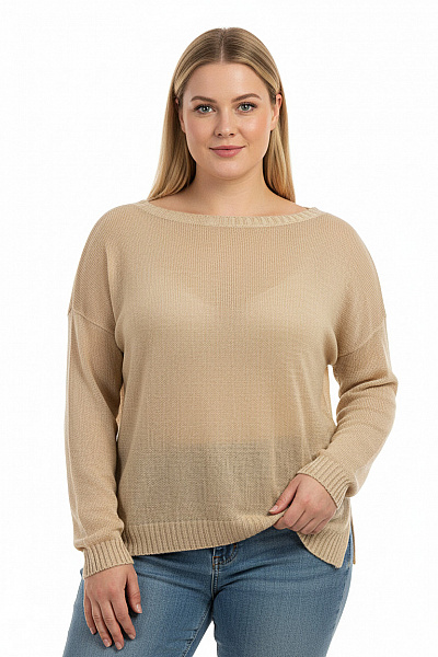 Max Mara Dámský Pletený Ažurový Pulovr Zlatý Vel. XXL