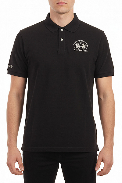 La Martina Polo Tričko černé S Krátkým Rukávem A Výšivkou Velikost Xxl