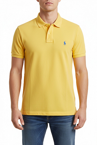 Ralph Lauren Pánské Bavlněné žluté Polo Tričko S Krátkým Rukávem A Výšivkou Velikost M