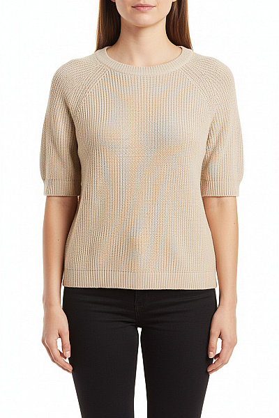 LIEBESKIND Béžový Bavlněný žebrovaný Krátký Svetr Letní Lehký Velikost 38