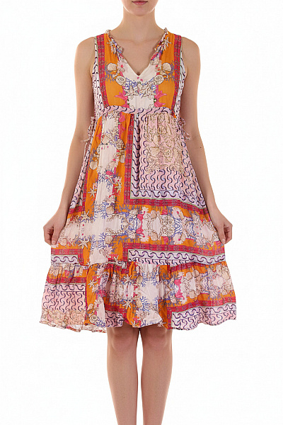 Frogbox Letní Boho šaty Barevné Květované Volné Velikost XS