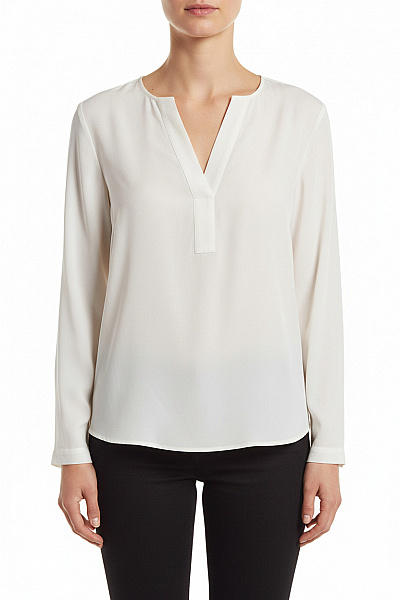 Marc O´Polo Bílá Halenka S Dlouhým Rukávem A Výstřihem Do V Vel. 34