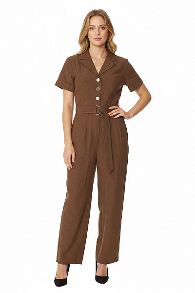 LIU JO Hnědý Dámský Krátký Rukáv Overal S Páskem Velikost M