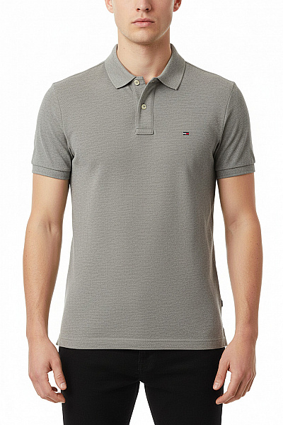 TOMMY HILFIGER Pánské Bavlněné šedé Polo Tričko S Límečkem Basic Krátký Rukáv Vel. Xs