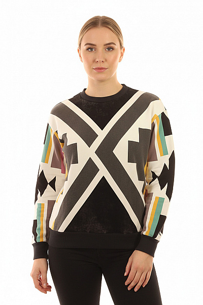 ARMANI Dámská Mikina Přes Hlavu S Dlouhým Rukávem Geometrický Potisk Streetwear Velikost L