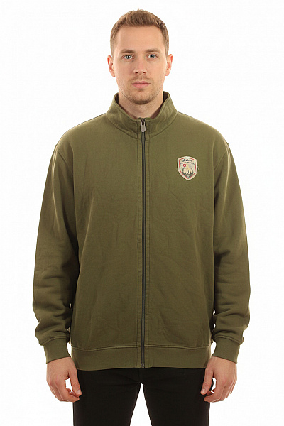 St.Moritz Pánská Khaki Mikina Na Zip S Výšivkou Outdoorová Streetwear Vel. 3XL