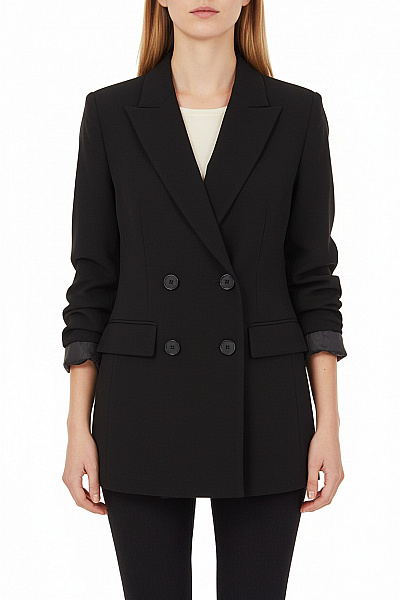 Rofa Fashion Group Dámský Polyesterový černý Dvouřadý Elegantní Business Blejzr Prodloužený Velikost 36