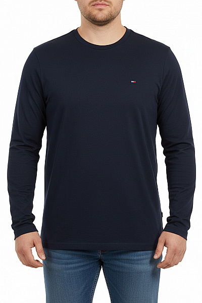 TOMMY HILFIGER Pánské Tričko Dlouhý Rukáv Modré Jednobarevné Basic S Kulatým Výstřihem Vel. 3XL