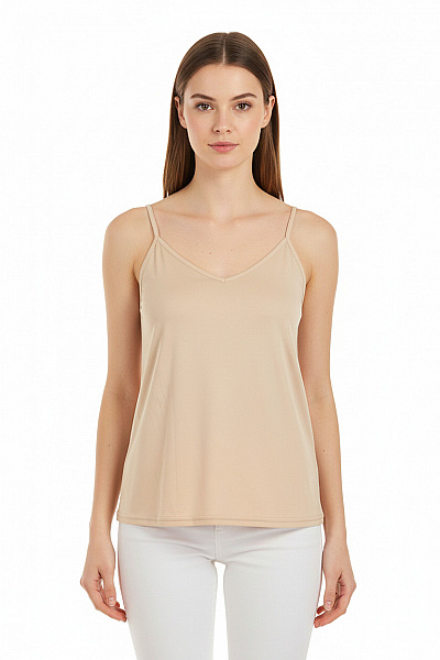 RISSKIO Dámské Tílko Basic Jednobarevné Béžové Viskózové Velikost S