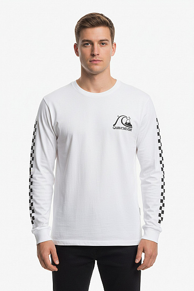 Quicksilver Pánské Tričko Bílé S Dlouhým Rukávem A Potiskem Skate Styl Velikost L