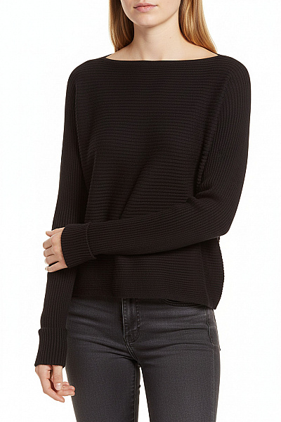 Max Mara Dámský černý Akrylový Vlněný žebrovaný Crop Pulovr Lodičkový Vel. S