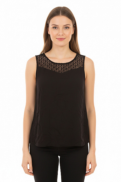 S.OLIVER Dámská Halenka Bez Rukávů Krajková černá Vel. 40