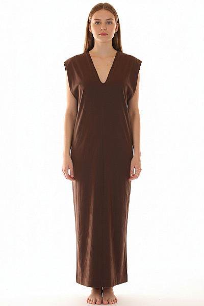 Brunello Cucinelli Dámské Bavlněné Letní šaty Dlouhé Hnědé Tričkové Volnočasové Vel. S