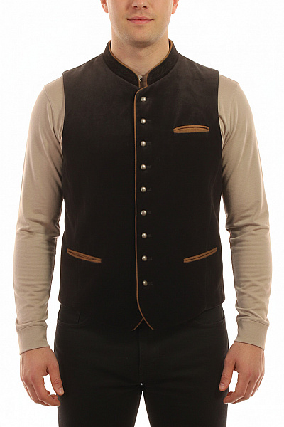 Pánská Společenská Vesta Tmavá Hnědá Elegantní Bez Rukávů Velikost 50