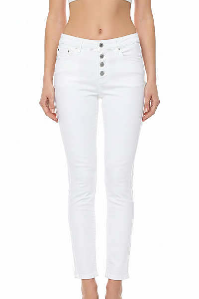 Sublevel Dámské Bílé Skinny Kalhoty S Vysokým Pasem Volnočasové Vel. S