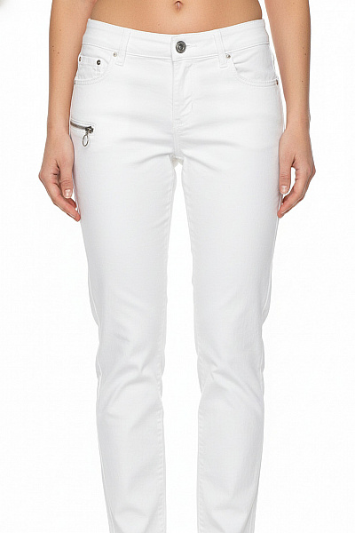 Cartoon Rovné Kalhoty S Kapsami Volnočasové Bílé Velikost 38