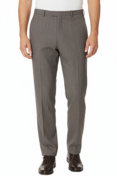 Strellson Pánské Společenské Kalhoty Hnědé Jemně Kostkované Rovné Elegantní Vel. 52