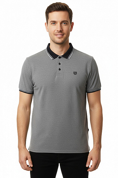 KENSINGTON Polo Tričko šedé S Límečkem A Krátkým Rukávem S Výšivkou Vel. L