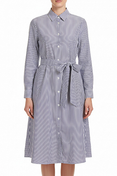 LAWRENCE GREY Dámské šaty S Dlouhým Rukávem Košilové Pruhované S Páskem Volnočasové Vel. 36