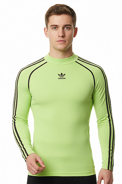 ADIDAS Dlouhý Rukáv Polyesterové Sportovní Funkční Světle Zelené Kompresní Vel. S