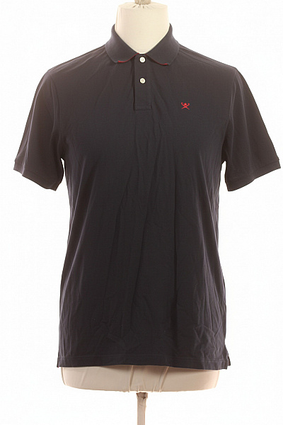 HACKETT Pánské Tmavě Modré Polo Tričko S Krátkým Rukávem A Výšivkou Velikost Xl