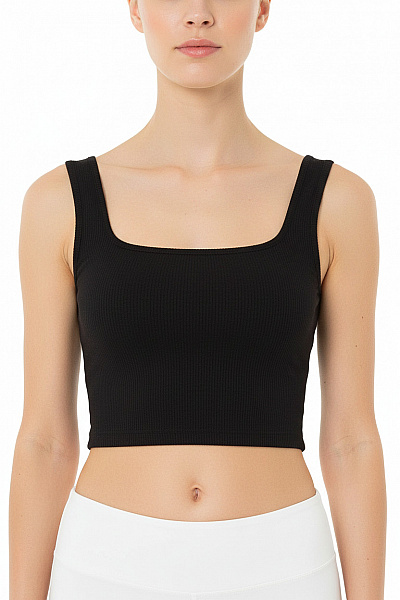 Lascana Dámské černé Crop Top Tílko S Hranatým Výstřihem Basic Vel. 26/28